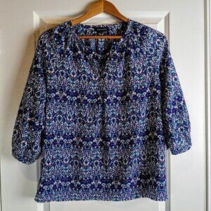 Anne Carson Blue Purple Print Tunic Top